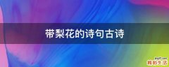 带梨花的诗句古诗