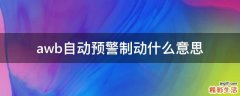 awb自动预警制动什么意思