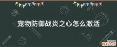 宠物防御战炎之心怎么激活