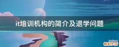 it培训机构的简介及退学问题
