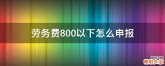劳务费800以下怎么申报