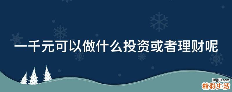 一千元可以做什么投资或者理财呢