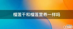 榴莲干和榴莲营养一样吗