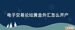 电子交易论坛黄金外汇怎么开户