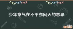 少年意气在不平亦问天的意思