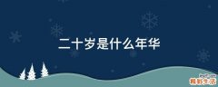 二十岁是什么年华