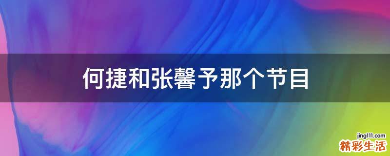 何捷和张馨予那个节目