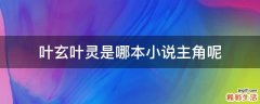 叶玄叶灵是哪本小说主角呢