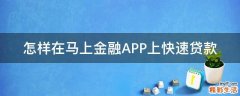 怎样在马上金融APP上快速贷款