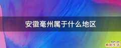 安徽毫州属于什么地区