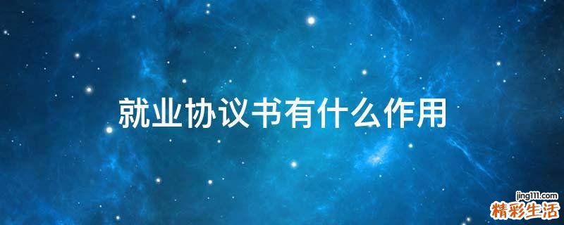 就业协议书有什么作用
