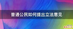 普通公民如何提出立法意见