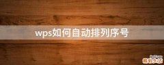 wps如何自动排列序号