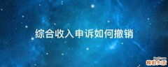 综合收入申诉如何撤销