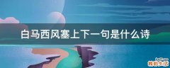 白马西风塞上下一句是什么诗