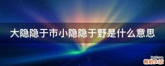 大隐隐于市小隐隐于野是什么意思