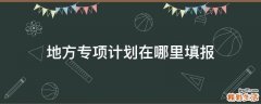 地方专项计划在哪里填报