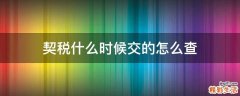 契税什么时候交的怎么查