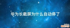 华为长截屏为什么自动停了