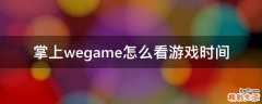 掌上wegame怎么看游戏时间