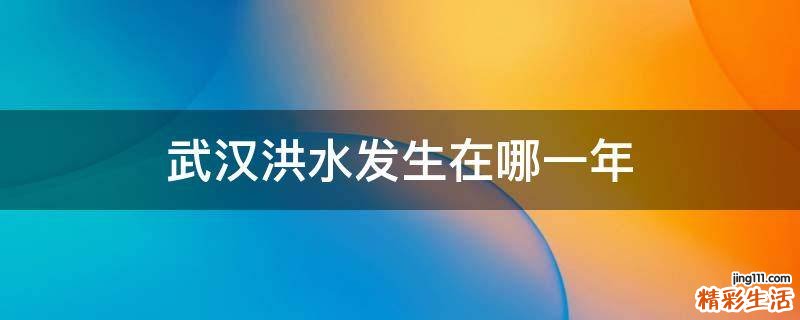 武汉洪水发生在哪一年