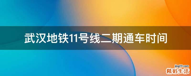 武汉地铁11号线二期通车时间