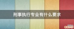 刑事执行专业有什么要求