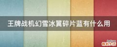 王牌战机幻雪冰翼碎片蓝有什么用