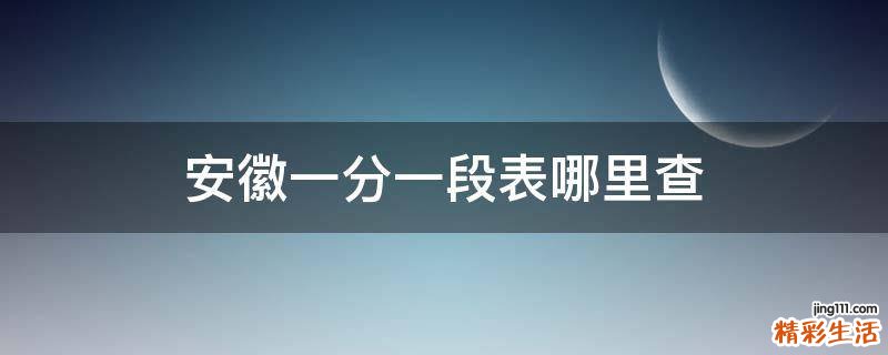 安徽一分一段表哪里查