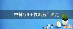 中餐厅3王俊凯为什么走