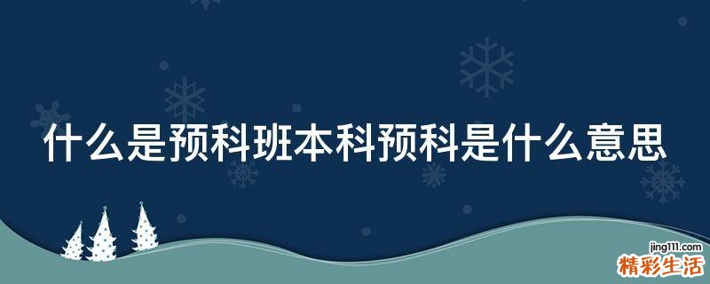什么是预科班本科预科是什么意思