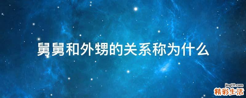 舅舅和外甥的关系称为什么