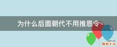 为什么后面朝代不用推恩令