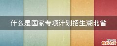 什么是国家专项计划招生湖北省