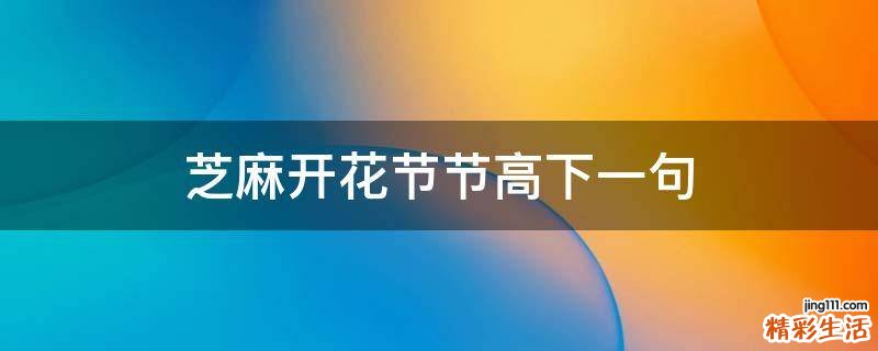 芝麻开花节节高下一句