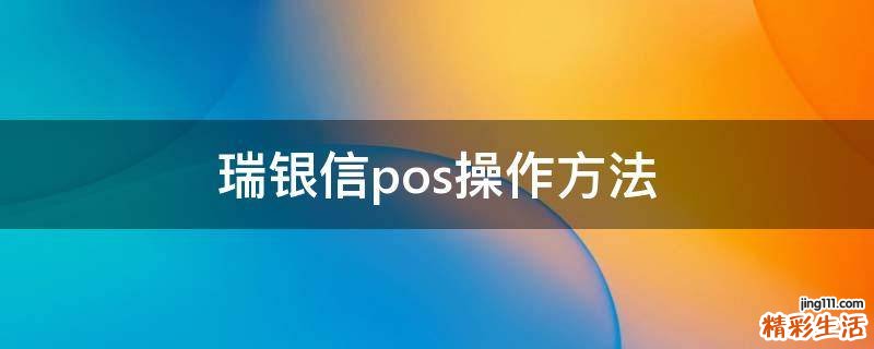 瑞银信pos操作方法