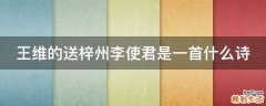 王维的送梓州李使君是一首什么诗