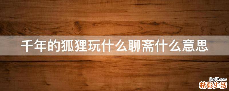 千年的狐狸玩什么聊斋什么意思