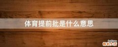 体育提前批是什么意思
