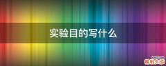 实验目的写什么