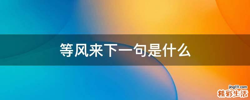 等风来下一句是什么
