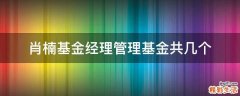 肖楠基金经理管理基金共几个