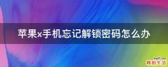 苹果x手机忘记解锁密码怎么办