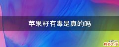 苹果籽有毒是真的吗