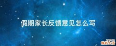 假期家长反馈意见怎么写