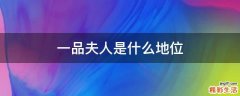 一品夫人是什么地位