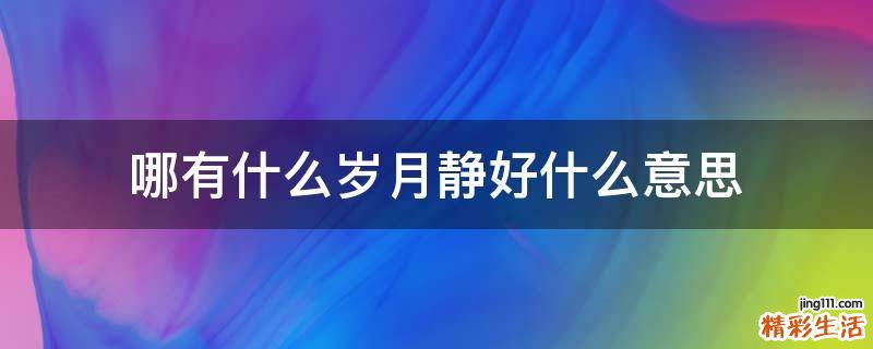 哪有什么岁月静好什么意思