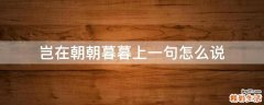 岂在朝朝暮暮上一句怎么说