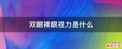 双眼裸眼视力是什么