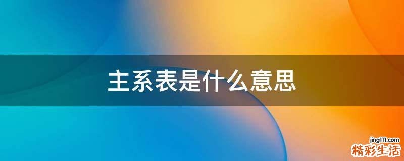 主系表是什么意思